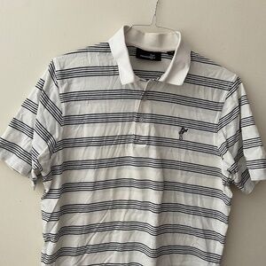 Ashworth White and Black Striped Short Sleeve Polo